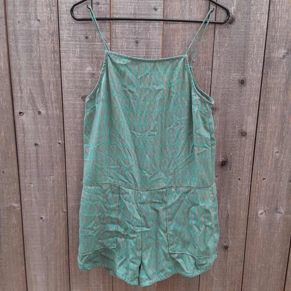 RVCA Romper Teal Green Straps Small Pockets